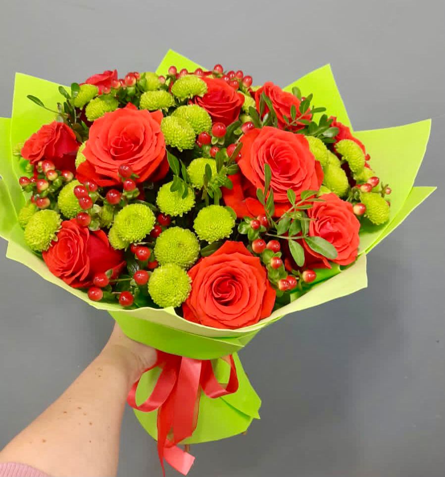 Букет цветов из: Хризантемы и Розы в Прочноокопской