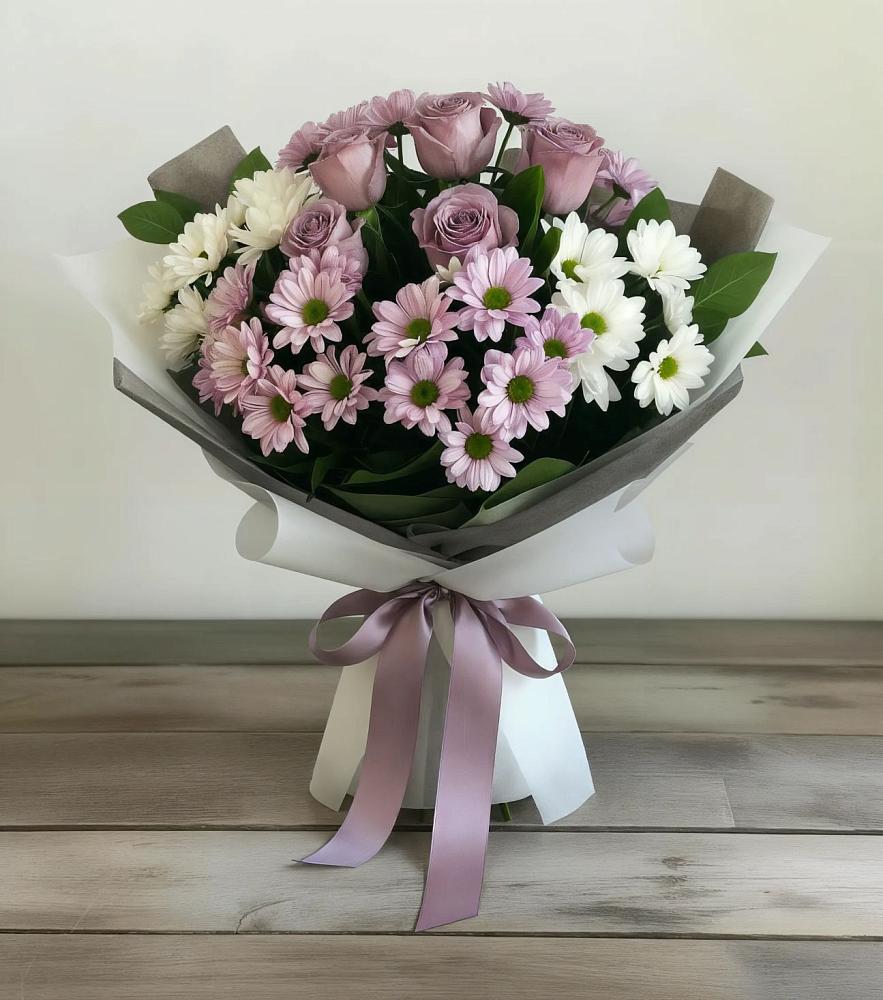Букет цветов из: Хризантемы и Розы в Прочноокопской