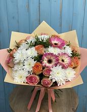 Букет цветов из:  Розы, Герберы и Хризантемы в Прочноокопской