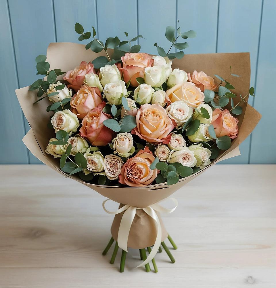 Букет цветов из: Альстромерии и Розы в Прочноокопской