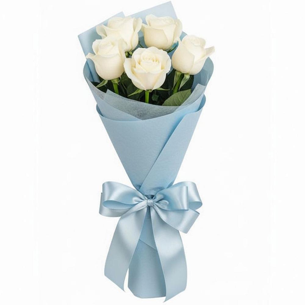 Букет 5 Белых роз Проуд в Прочноокопской