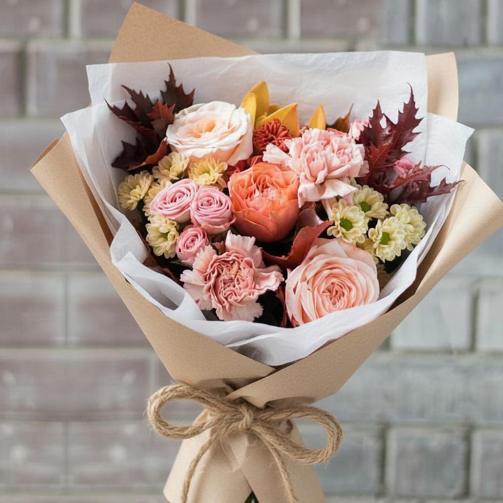 Букет цветов из: Гвоздики, Хризантемы и Розы в Прочноокопской