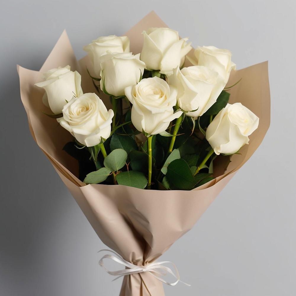 Букет 9 Белых роз Эдлесс Лав в Прочноокопской