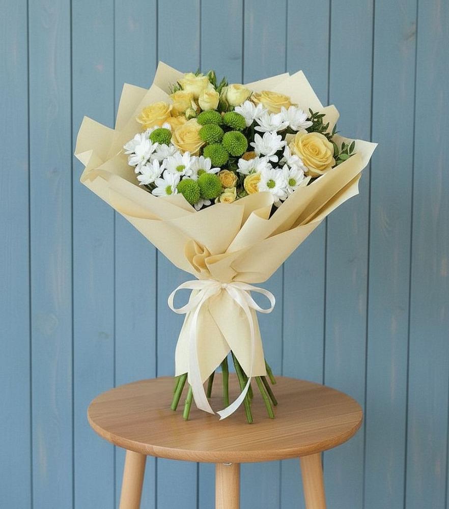 Букет цветов из: Хризантемы и Розы в Прочноокопской