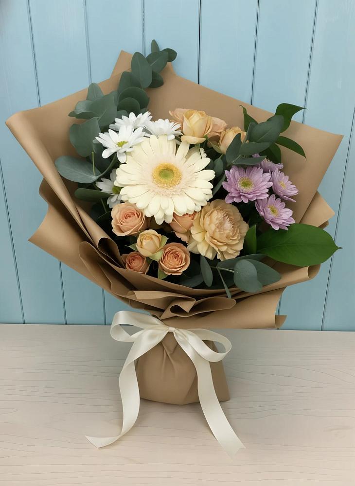 Букет цветов из: Герберы и Хризантемы в Прочноокопской