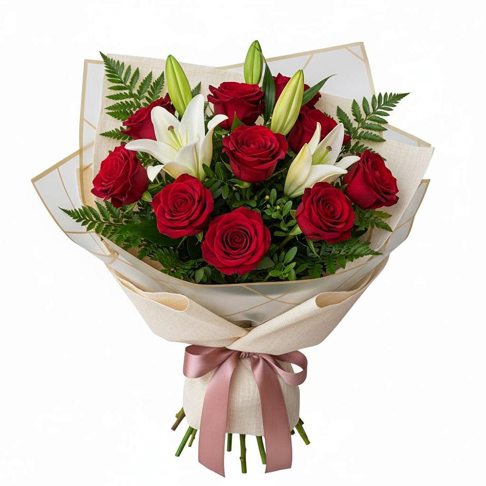 Букет цветов из: Лилии и Розы в Прочноокопской