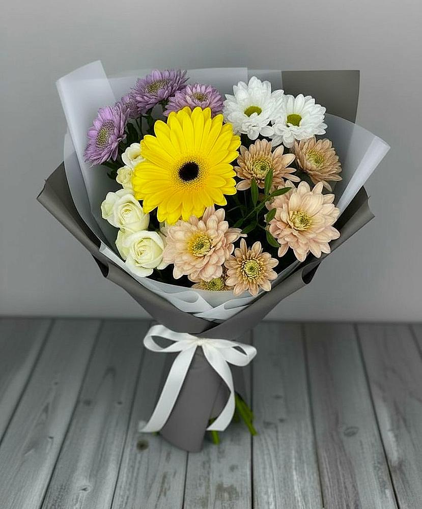 Букет цветов из: Розы, Герберы и Хризантемы в Прочноокопской