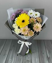 Букет цветов из:  Розы, Герберы и Хризантемы в Прочноокопской