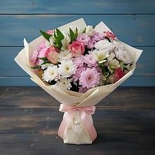 Букет цветов из:  Хризантемы, Альстромерии и Розы в Прочноокопской