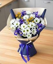 Букет цветов из:  Розы, Ирисы и Хризантемы #REPLACE_PRED# Прочноокопской