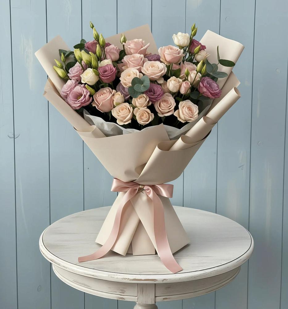 Букет цветов из: Розы и Лизиантусы в Прочноокопской