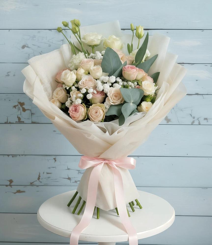 Букет цветов из: Розы и Лизиантусы в Прочноокопской